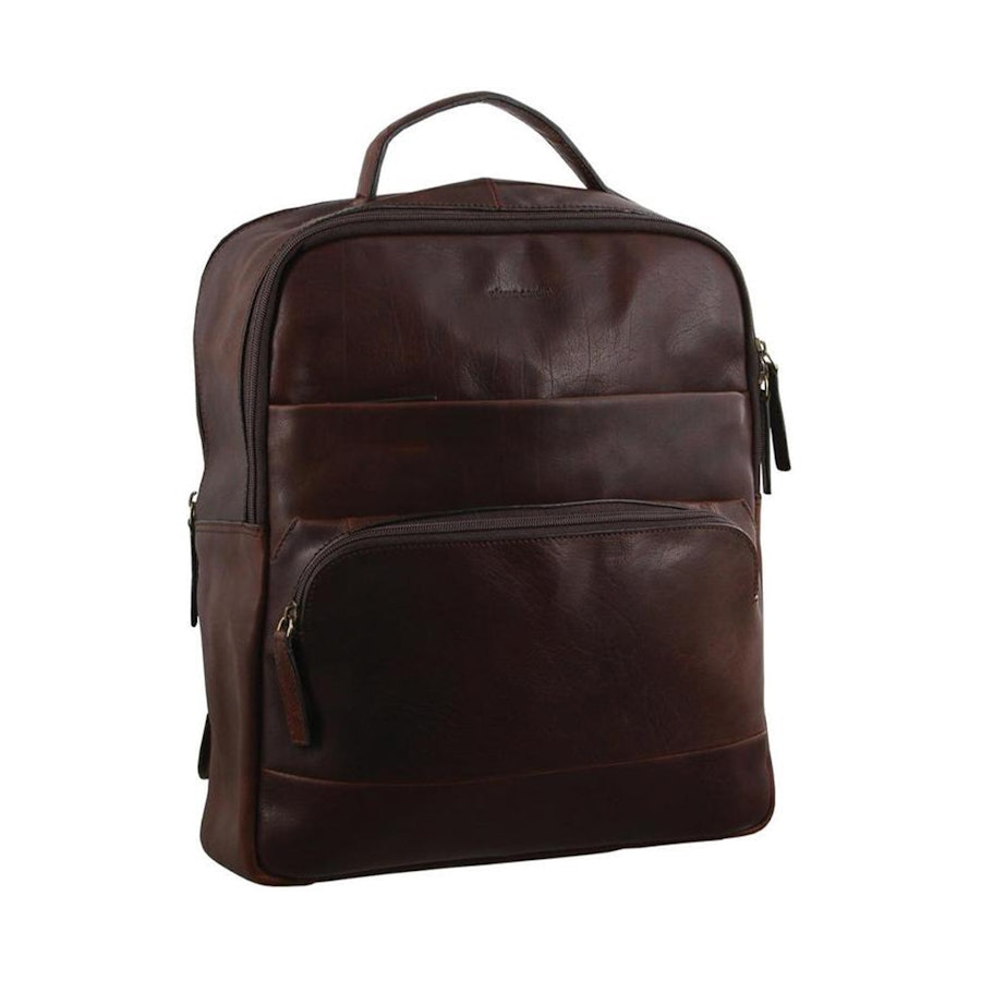 Pierre Cardin Quinn Rustic Leather 15" Laptop Backpack Chestnut Chestnut