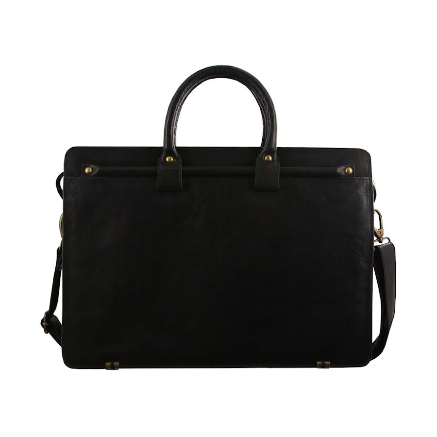 Pierre Cardin Odell Rustic Leather 15" Laptop Bag Black Black
