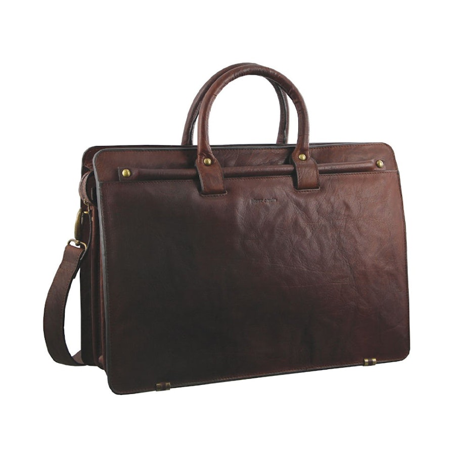 Pierre Cardin Odell Rustic Leather 15" Laptop Bag Chestnut Chestnut