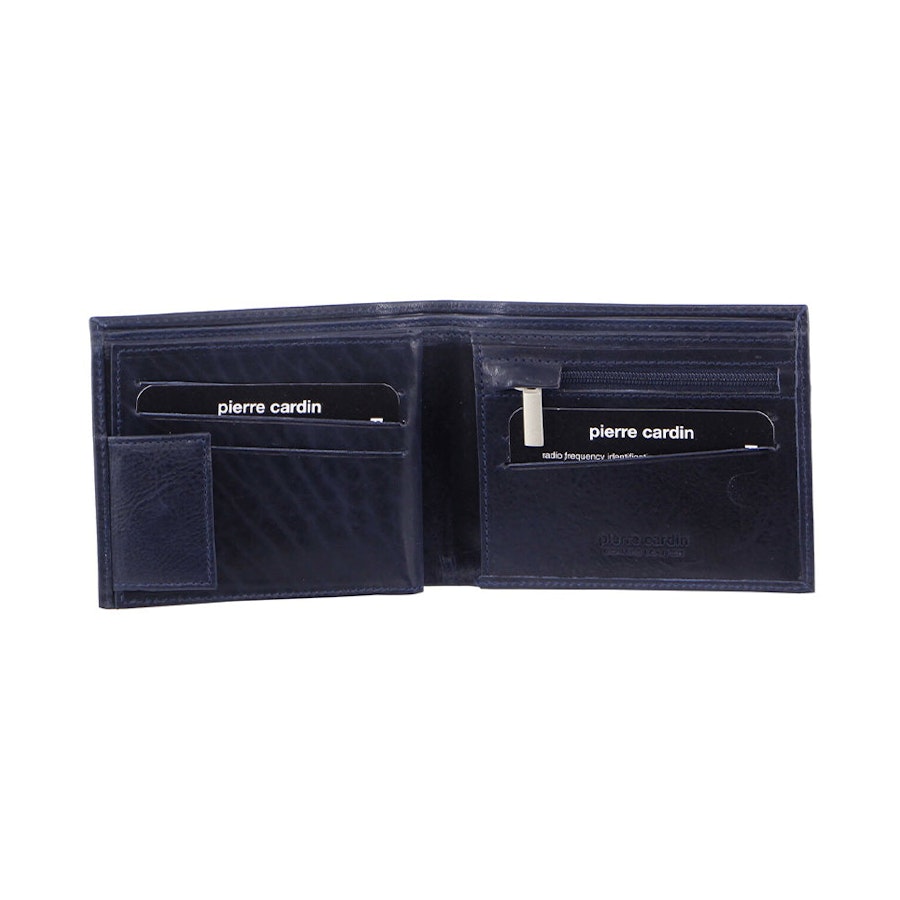 Pierre Cardin Theo RFID Mens Rustic Leather Wallet Midnight Midnight