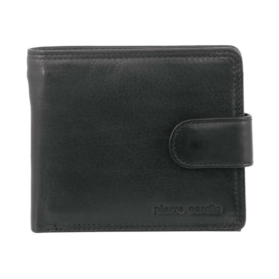 Pierre Cardin RFID Mens Rustic Leather Wallet Black Black