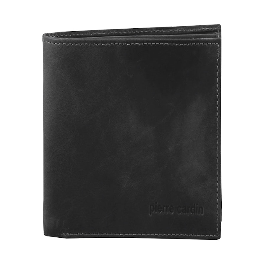 Pierre Cardin Ruben Men's Rustic Leather RFID Wallet Black Black