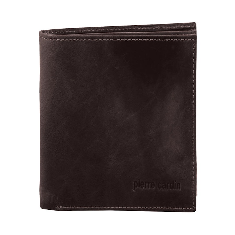 Pierre Cardin Ruben Men's Rustic Leather RFID Wallet Brown Brown