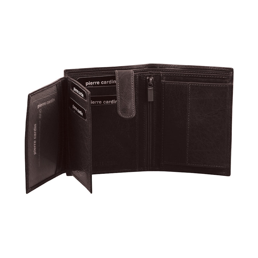 Pierre Cardin Ruben Men's Rustic Leather RFID Wallet Brown Brown
