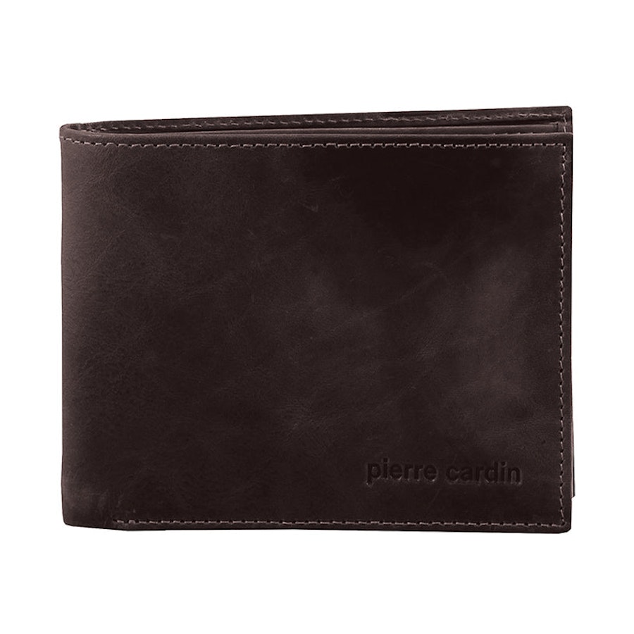 Pierre Cardin Xavier Men's Rustic Leather RFID Wallet Brown Brown