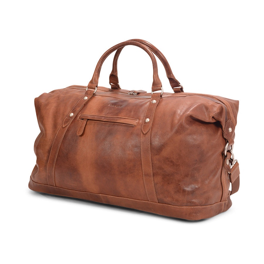 Pierre Cardin Kennedy Rustic Leather Overnight Duffle Bag Cognac Cognac
