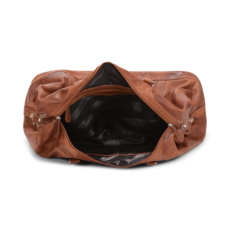 Pierre Cardin Kennedy Rustic Leather Overnight Duffle Bag Cognac Cognac