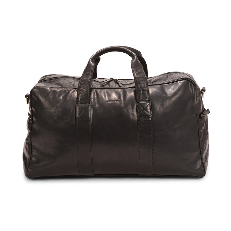 Pierre Cardin Parker Rustic Leather Overnight Duffle Bag Black Black