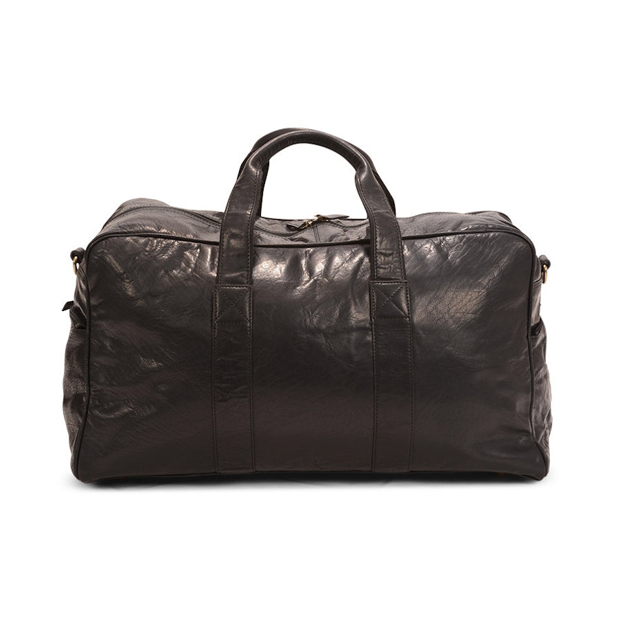 Pierre Cardin Parker Rustic Leather Overnight Duffle Bag Black Black
