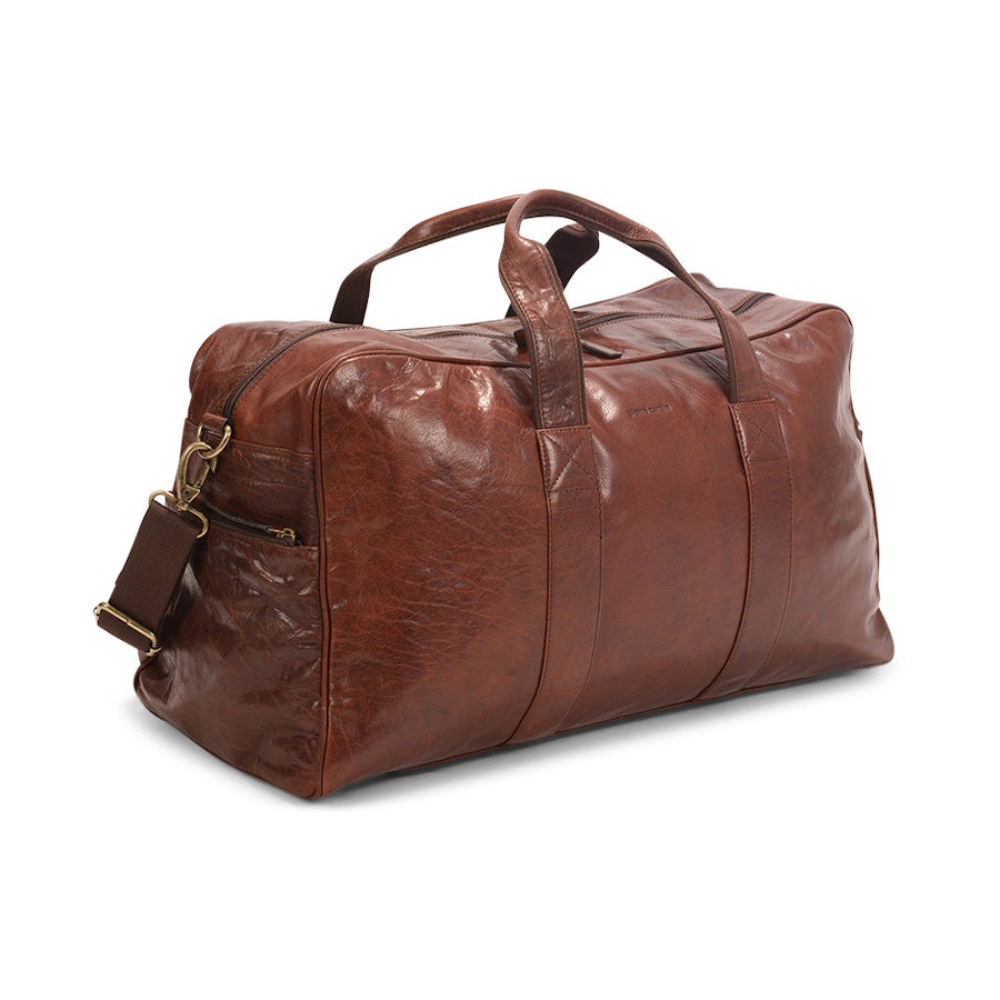 Pierre Cardin Parker Rustic Leather Overnight Duffle Bag Chestnut Chestnut