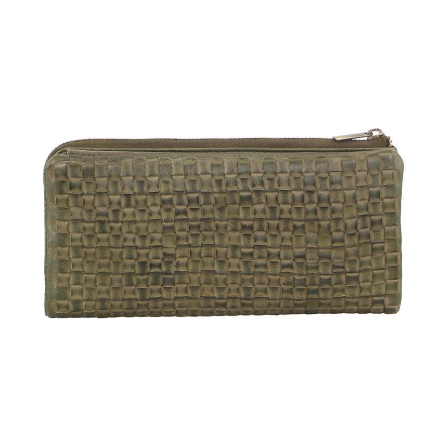 Pierre Cardin Sophia Women's Rustic Leather Wallet Olive Olive