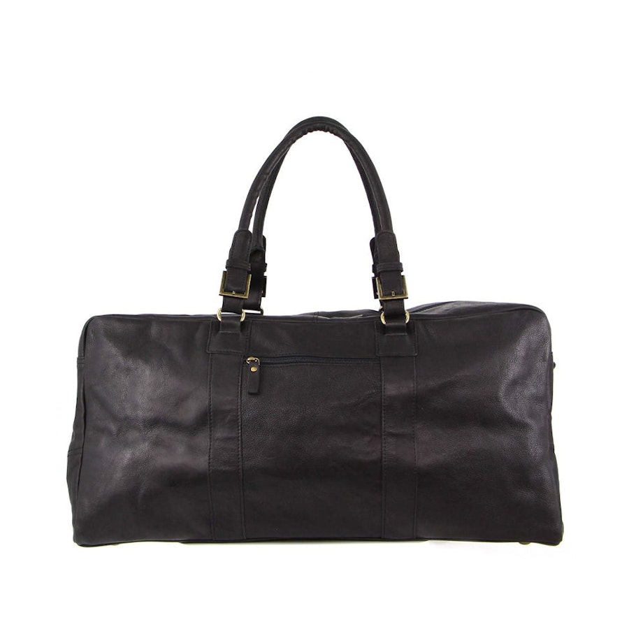 Pierre Cardin Boston Rustic Leather Overnight Duffle Bag Black Black
