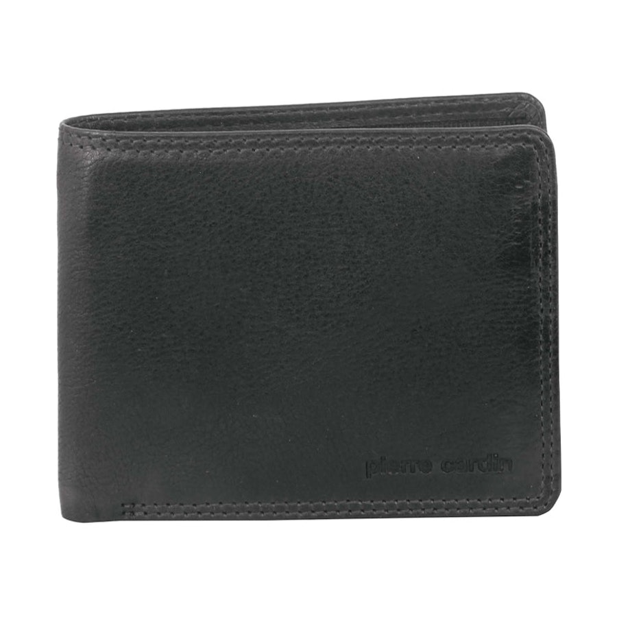 Pierre Cardin Ruffalo Men's Rustic Leather RFID Wallet Black Black