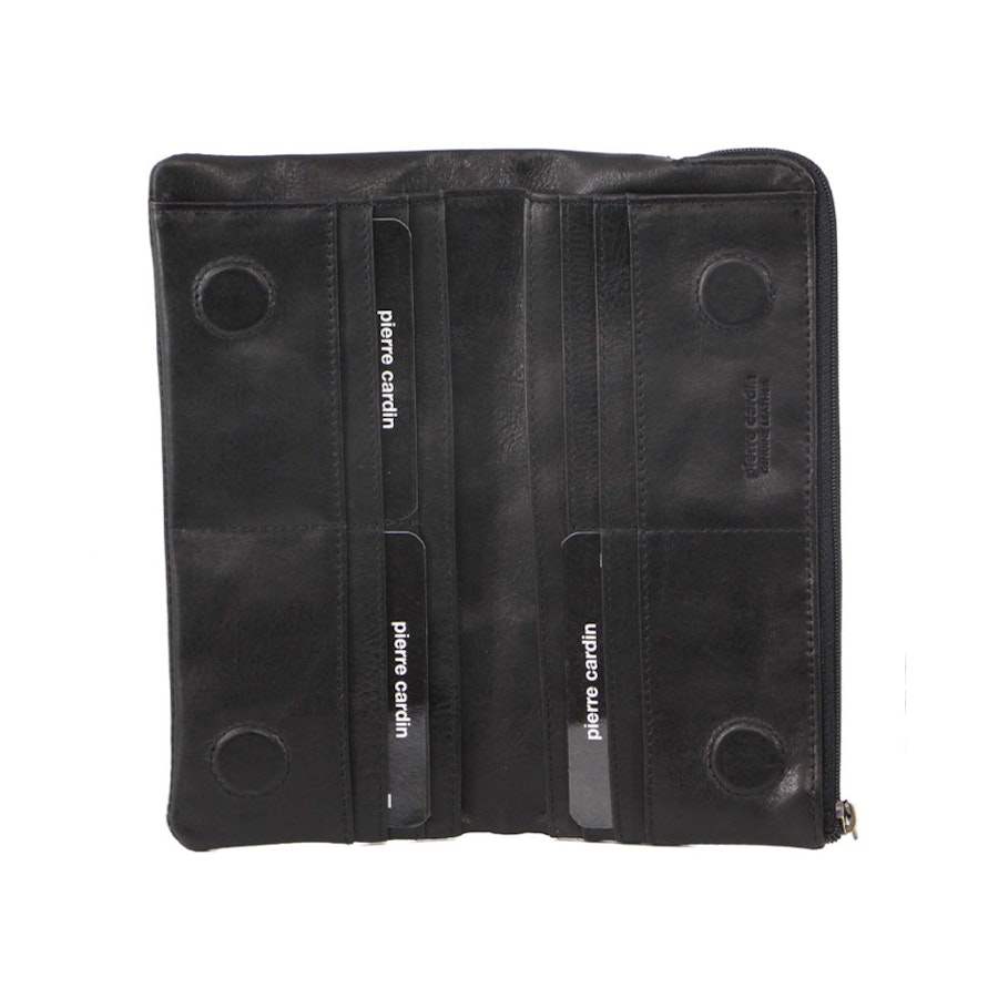 Pierre Cardin Tatum Women's Rustic Leather RFID Wallet Black Black