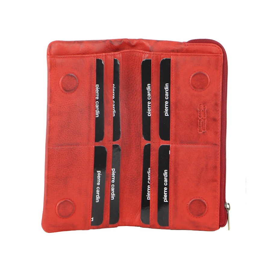Pierre Cardin Tatum Women's Rustic Leather RFID Wallet Red Red