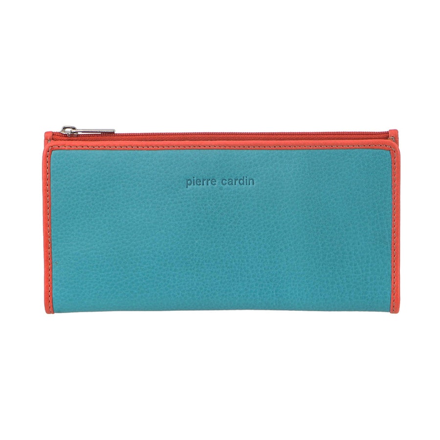 Pierre Cardin Harlow Women's Leather RFID Wallet Turquoise/Orange Turquoise/Orange