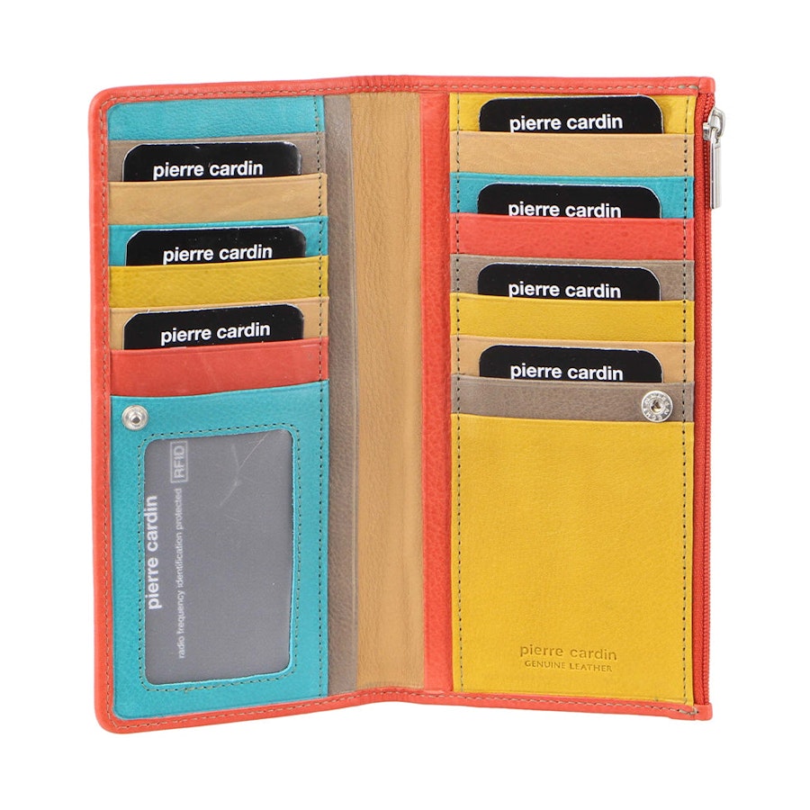 Pierre Cardin Harlow Women's Leather RFID Wallet Turquoise/Orange Turquoise/Orange