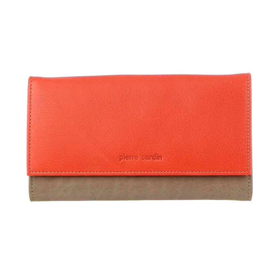 Pierre Cardin Harper Women's Italian Leather RFID Wallet Orange/Taupe Orange/Taupe