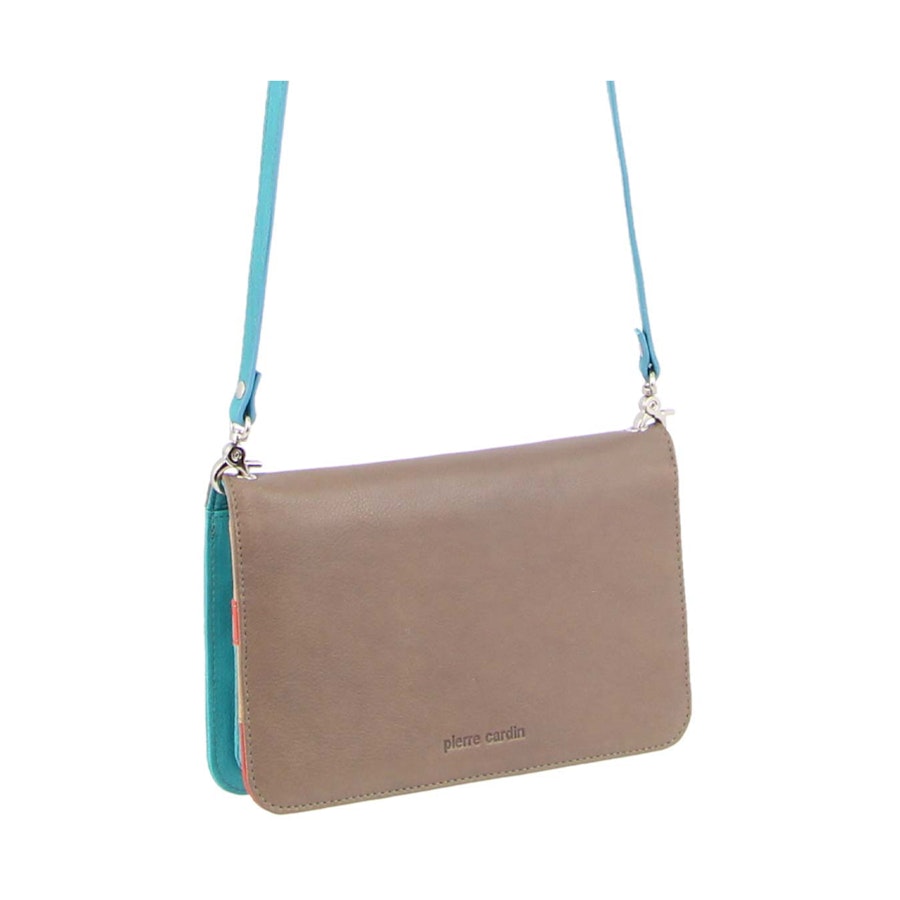 Pierre Cardin Arna Crossbody Organiser Taupe/Turquoise Taupe/Turquoise