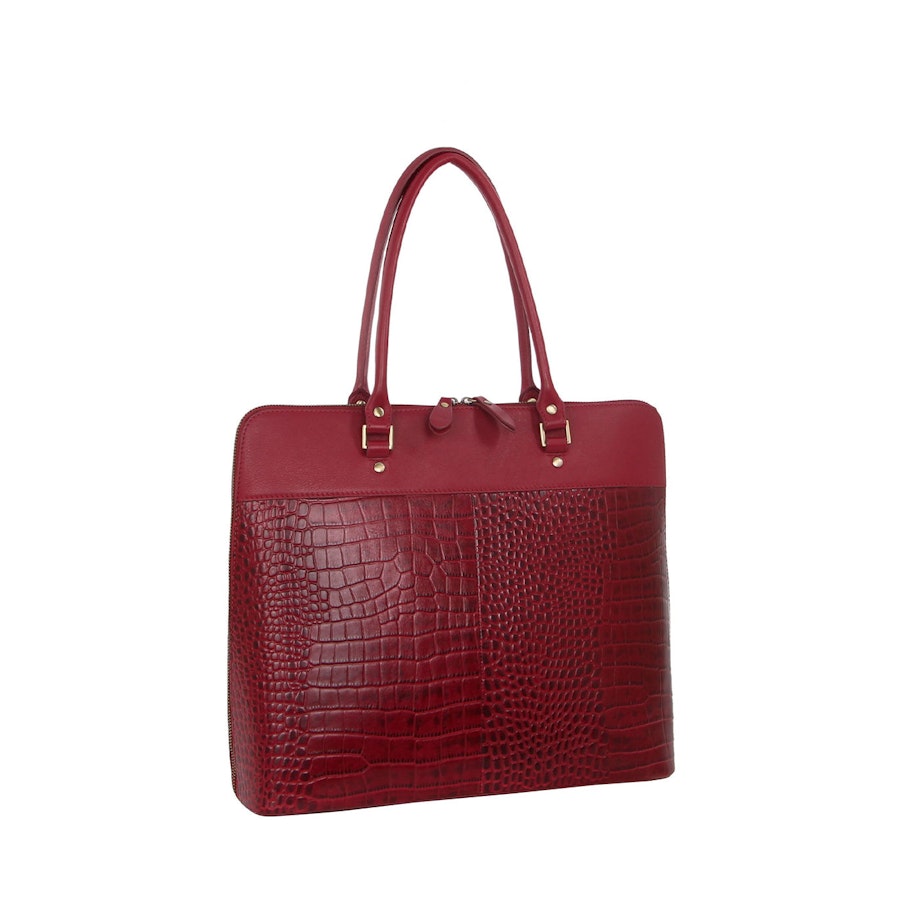 Pierre Cardin Darla Italian Leather 13" Laptop Bag Red Red