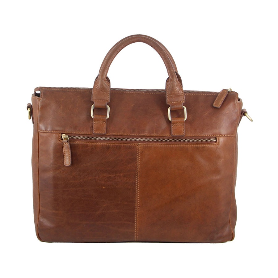 Pierre Cardin Henley Rustic Leather 15" Laptop Bag Tan Tan