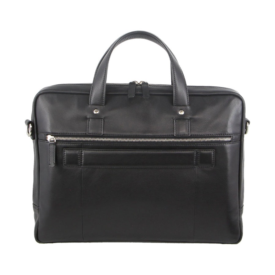 Pierre Cardin August Leather 15" Laptop Bag Black Black