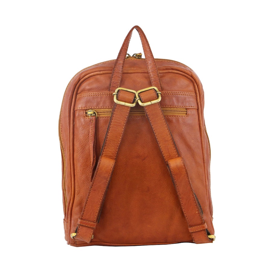 Pierre Cardin Sadie Women's Woven Leather Backpack Cognac Cognac