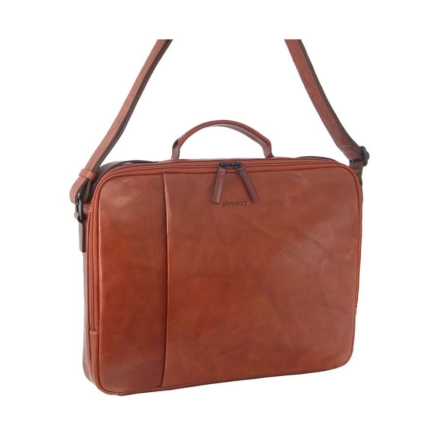 Pierre Cardin Harris Italian Leather 15" Laptop Bag Cognac Cognac