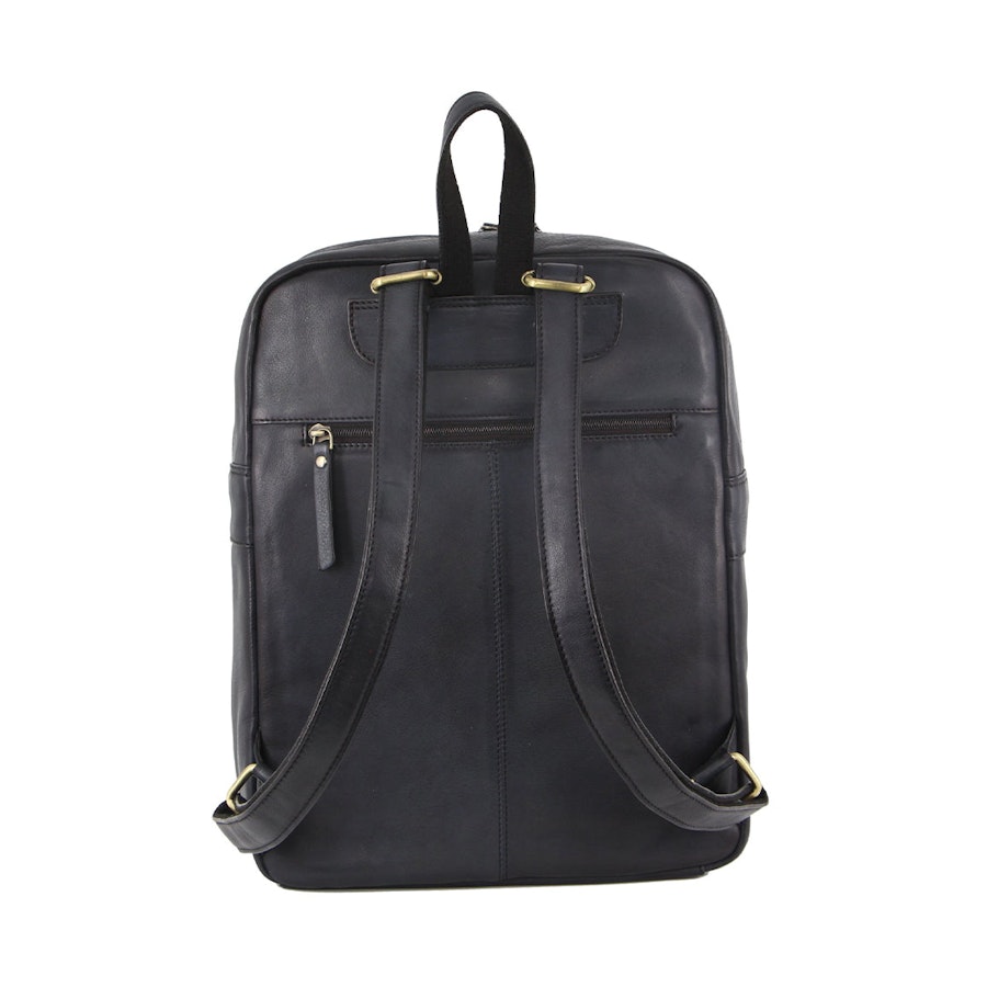 Pierre Cardin Lily Vintage Leather Laptop Backpack Black Black