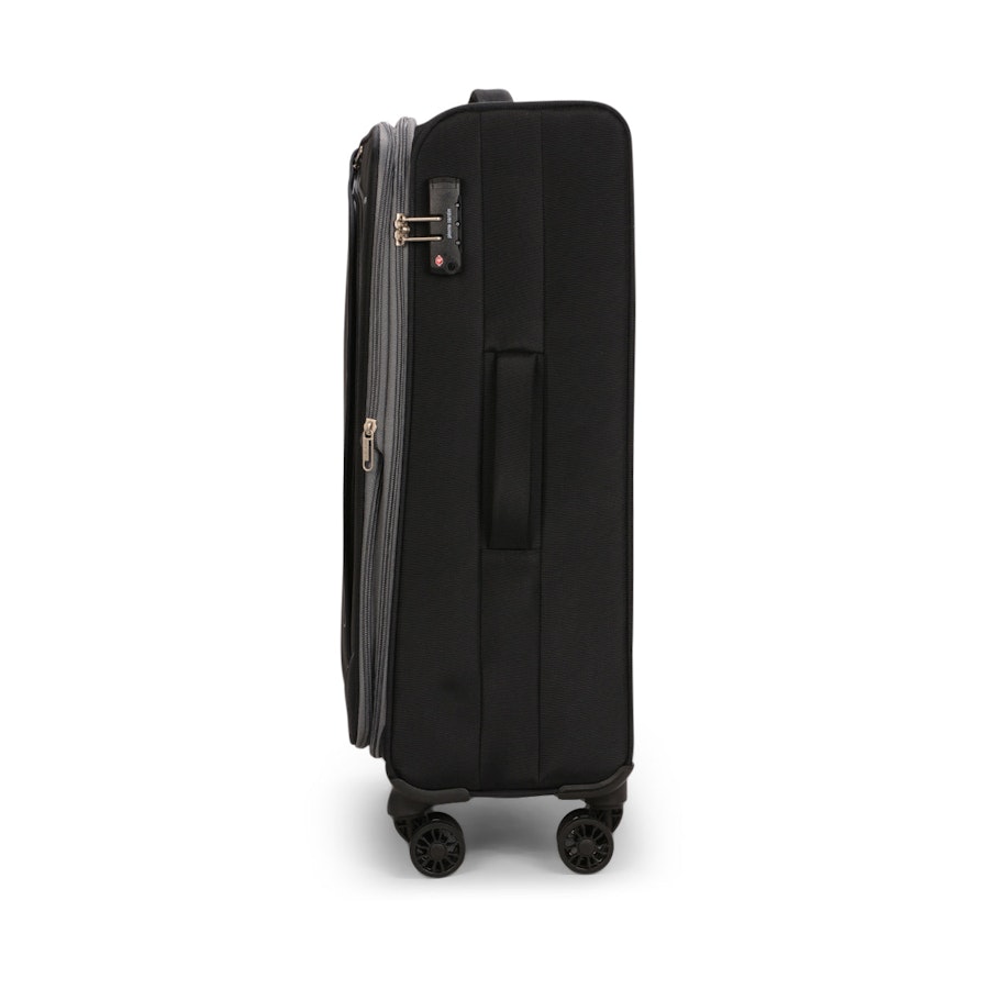 Pierre Cardin Styla 71cm Softside Checked Suitcase Black Black