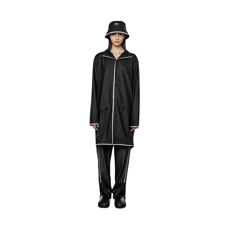 Rains Long Jacket Black Reflective XL