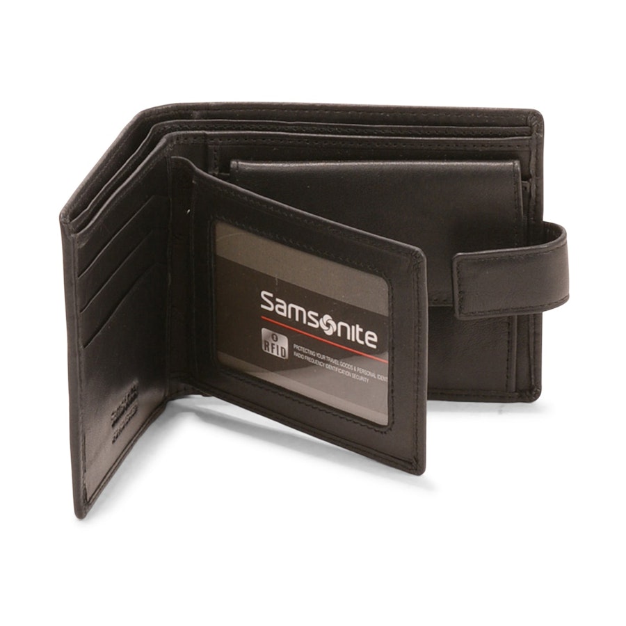 Samsonite RFID Leather Wallet With Coin Pocket Black Black