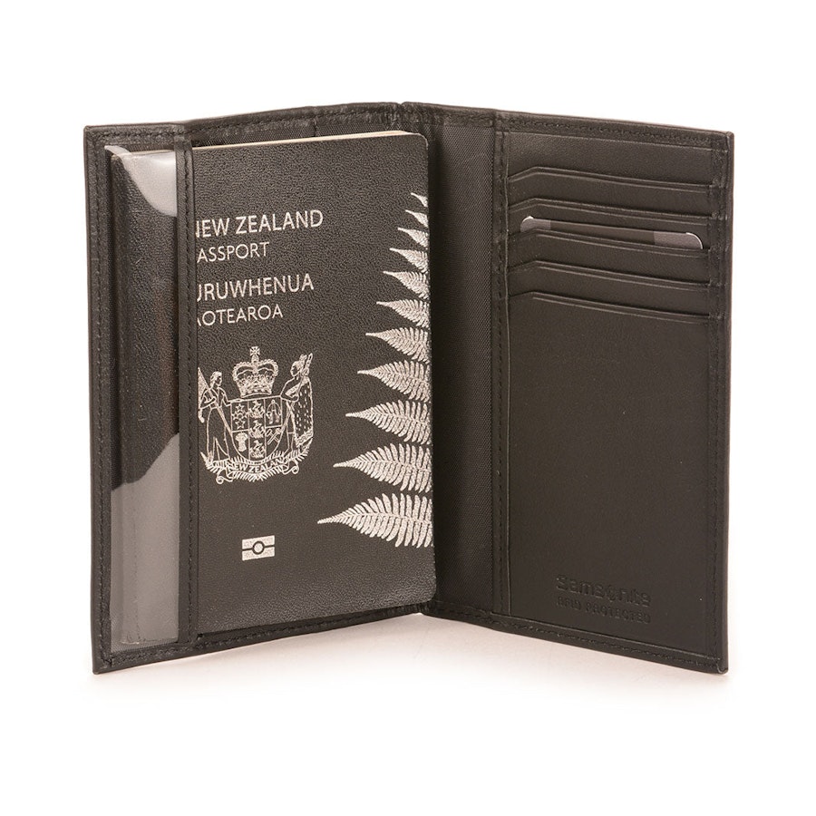 Samsonite Leather Passport Cover Black Black