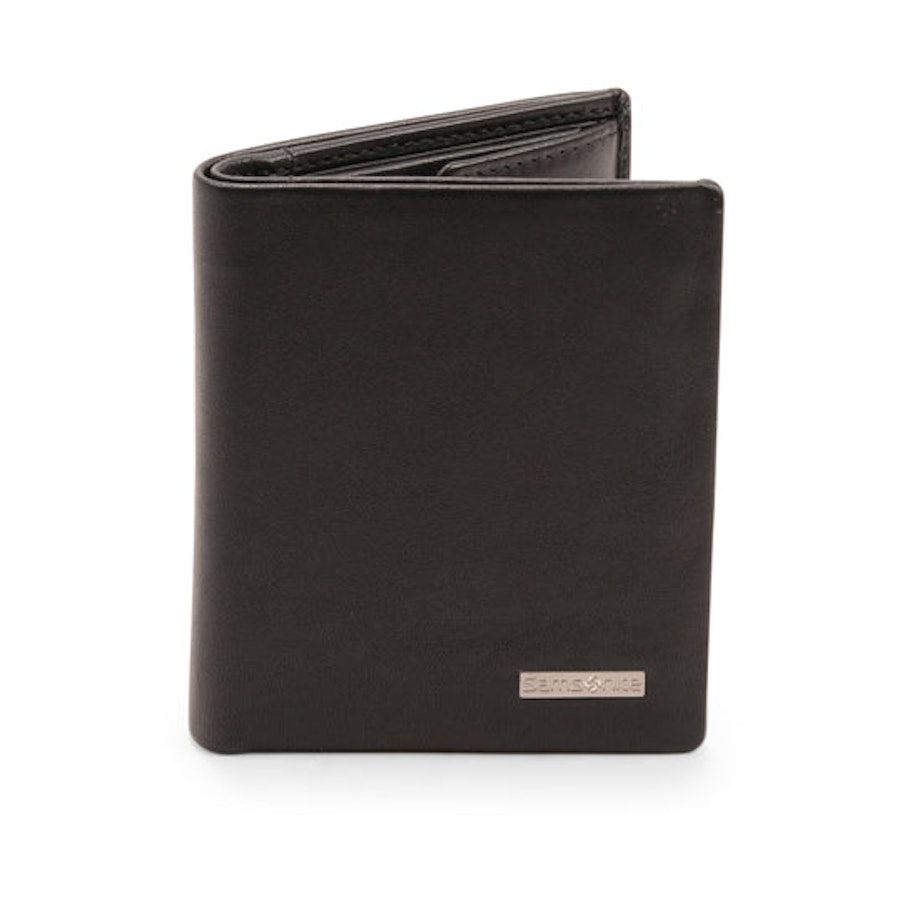 Samsonite DLX Slimline Leather RFID Coin Wallet - 3 Card Black Black