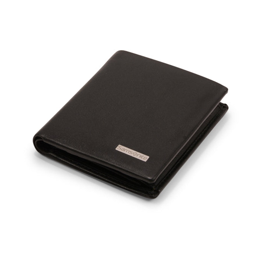 Samsonite DLX Slimline Leather RFID Coin Wallet - 3 Card Black Black